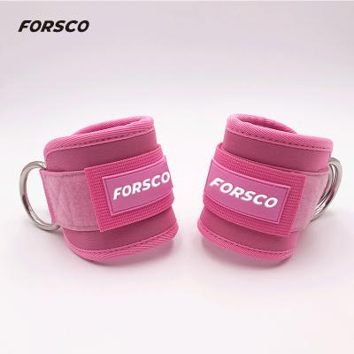 China Wholesale High Quality Pink Non-slip Fitness Padded Gym Ankle Straps For Cable Machines for sale