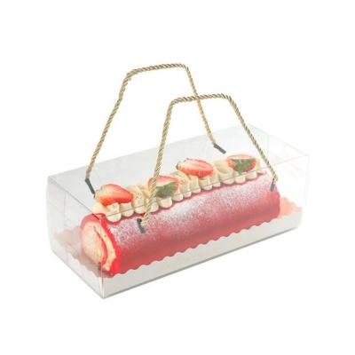 China Transparent Portable Custom Swiss Cake Roll Box Disposable Pastry Boxes Disposable Clear Plastic Log Cake Box for sale