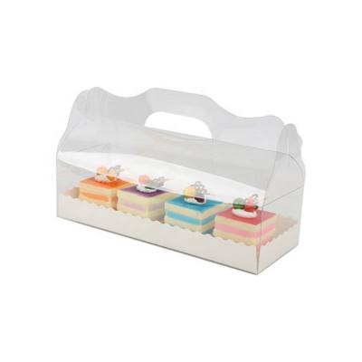 China Disposable Custom Pastry Place Box Transparent PET Clear Plastic With Handle Cake Box for sale