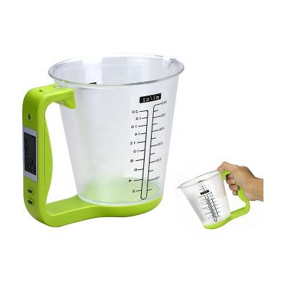 China Sustainable Kitchen Supplies 600ml Digital Handheld Electronic Temperature Measuring Cup 1KG Scale for sale