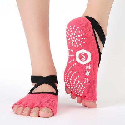 China Indoor Daily Yoga Wear Socks YUNQIAOLE New Print Logo Yoga Sports Custom 5 Toe Non Slip Yoga Sock For Women for sale