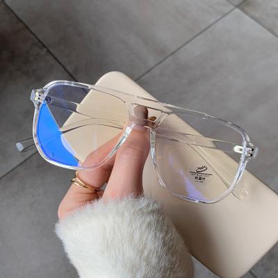 China For Reading Glasses Top Brand Two Frames Optical Glass Frame Transparent Clear Glasses Anti UV400 Light Blue Eye Protector for sale