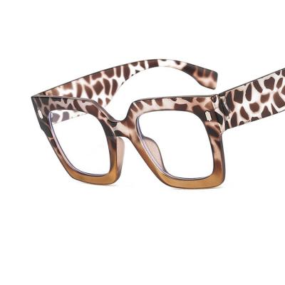 China For Reading Glasses Design Your Own Brown Rectangle Leopard Print Frame Thick Optical Glass Reading Glasses Large Frame for sale