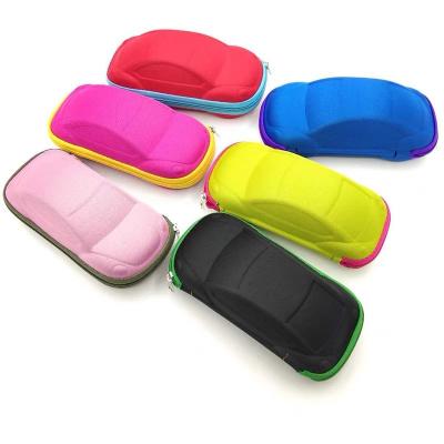 China Zipper Hard Shell Eyeglass Case Car Shaped EVA Candy Color Kids Cartoon Sunglasses Case Show Box for sale