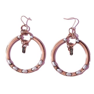 China BOHEMIA Fashion Zinc Alloy Antique Bronze Plated Circle Big With Diamond Rhinestone Glitter Hoop Earrings For Women Earring for sale