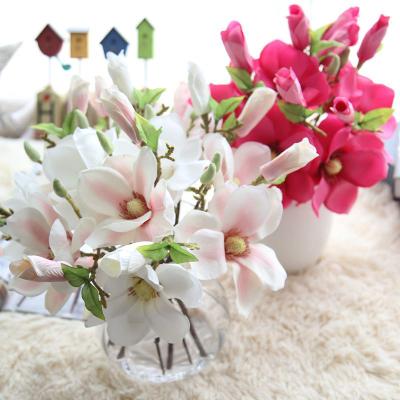 China 2021 Artificial Silk Flower Wedding Small Quantities Feel Like Real Magnolia Flower Stems For Decoration for sale