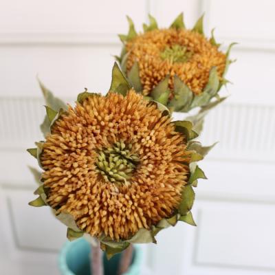 China 2022 wedding Nordic style sunflower small with 3 leaf artificial flower orchid flower arrangements popular for sale