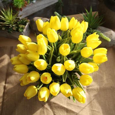 China New PU 2022 Mini Tulips Handbook Artificial Flowers Silk Bouquet Low Price Decorative Flowers PU 2022 For Home Decor for sale