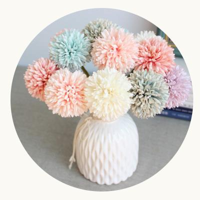 China 2022 cheap wedding ping pong chrysanthemum simulation flower dandelion trumpet thorn single stem allium silk flowers for sale