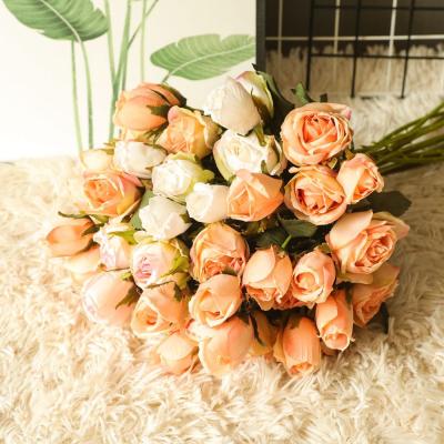 China 2021 Hot Selling Silk Rose Artificial 4 Heads Rose For Wedding Home Decorative Decoration for sale