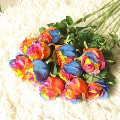 China 2022 Hot Selling Silk Rose Mixed Color Artificial Rose Wedding Decoration Home Table Decoration High Quality Realistic Color for sale