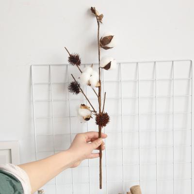 China 6-Heads Cloth 6-Heads Long Cloth INS Hot Selling Artificial Cotton Branch Kapok Stem Flower Home Decoration for sale