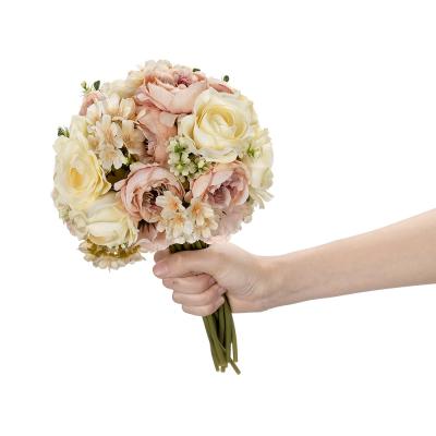 China 2021 New Fabric Flowers For Wedding Artificial Flower Rose Flower Bridesmaids Bouquet Decoration Wedding Bride Bouquet for sale