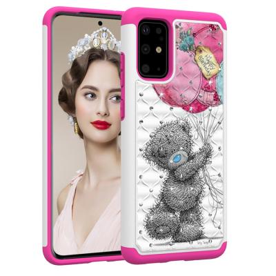 China Durable 2 Layers Design For Samsung S11 Case Glitter 3D Diamond Studded Rhinestone Painted Phone Case for sale