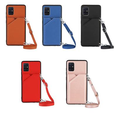 China Corner Four Protect Lanyard Necklace Chain Leather Phone Shockproof Case For Samsung NOTE 10 LITE A71 M60S A81 for sale