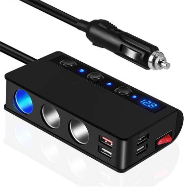 China Car MP3/MP4 Player Fast Charge 3.0 12V/24V 3-Socket 180W DC Power ON-OFF With 4-Port USB Car Charger for sale