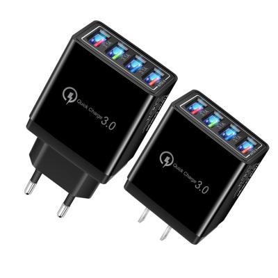 China Wall Charger QC3.0 4 Port QC 3.0 USB Hub Power Quick Quick Charging Adapter Plug 4 EU&US for sale