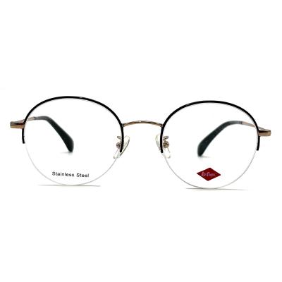 China FM3230 Semi Rimless Round Optical Metal Frames In Stainless Steel for sale