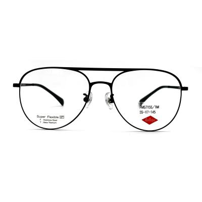 China FMS7155 Unisex Pilot Eye Shape Frente de acero inoxidable con templas de titanio en venta