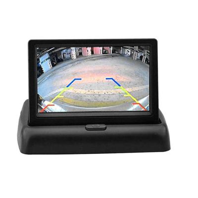 China RGB 5 Inch Car Rear View Folding Monitor HD LCD Car Parking Rearview Video Monitor For Vehicle Truck Van RV Reversing Backup Camera for sale