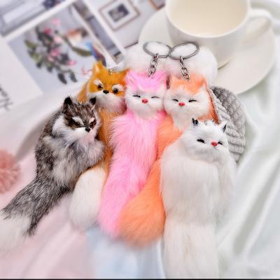 China New Korean Plush Toy Fox Car Key Chain Pendant Creative Pendant for sale