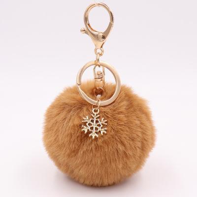 China New Christmas Snowflake Plush Toy Snowflake Plush Toy Alloy Snowflake Christmas Wool Ball Pendant Bag Key Chain for sale