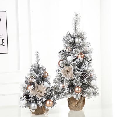 China Hot Selling Chirstmas Decor Silver Snow Assembled Mini Christmas Tree White Cedar Christmas Kids Makers for sale