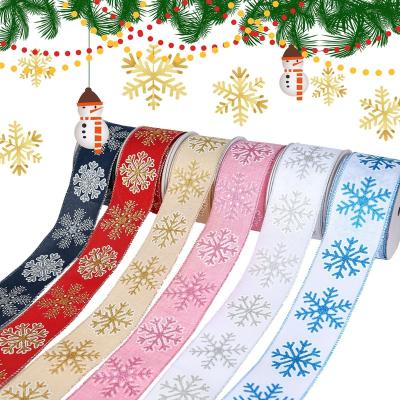 China Creative Snowflake Craft Decoration Christmas Tree Supplies Grosgrain Ribbon Christmas Canvas Roll for sale