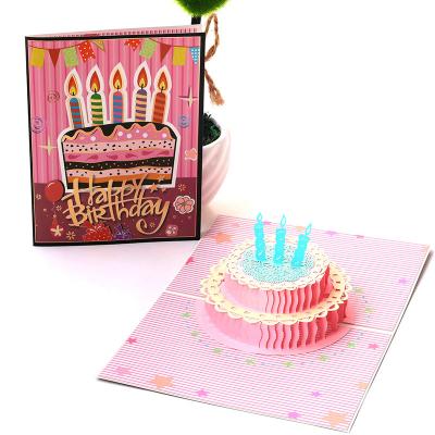 China Paper Spiritz Paper Pop Up 3D Birthday Cake Card Birthday Card, Pop Up Mother's Day Card Father's Day Birthday With Envelope for sale