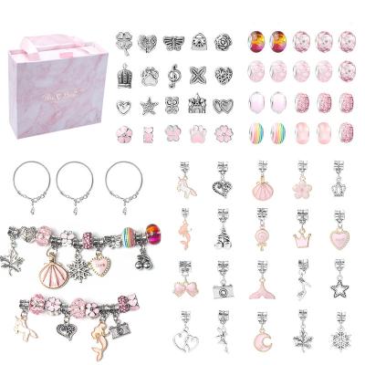 China 2022 Wholesale Hot Selling Funny Educational Toy Alloy Cartoon Pink Set Handmade Diy Jewelry Bracelet Set For Women for sale