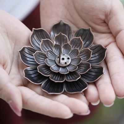 China Home Lotus Line Incense Buddhism Incense Decoration Alloy Censer Stick Holder Coil Base Sandalwood Dish Chinese Yoga Studios Temples for sale