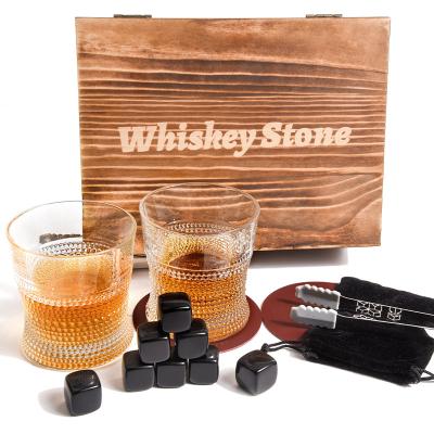 China Agriculture Whisky Bourbon Chilling Rocks Stones Twisted Whiskey Liquor Decanter and Glasses Set in Wooden Box for Birthday Wedding Gift Set for sale