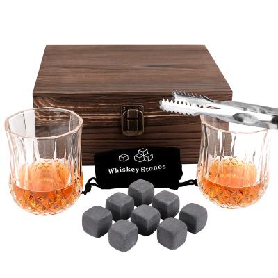 China Agriculture OEM Wooden Gift Box With 8PCS Whiskey Ice Cube Stones Reusable Cooling Premium Gift Set For Father's Day for sale