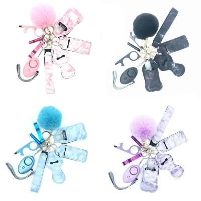 China Promotion WEIBU Gift Good Selling Modern New Design Security Cute Pompom Bottle Opener Defense With Car Flip Self Defense Keychain Set for sale