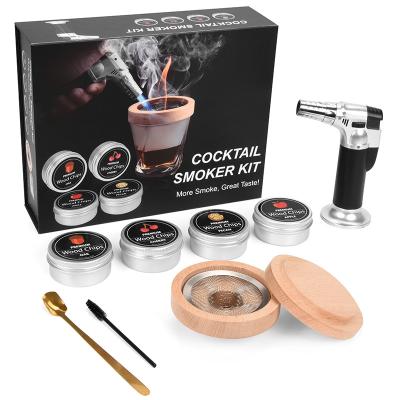 China Hot Selling Party Torch Bourbon Cocktail Smoker Kit With Wood Whiskey Bartender Bar Tools Whiskey Bourbon Cocktail Smoker Kit for sale