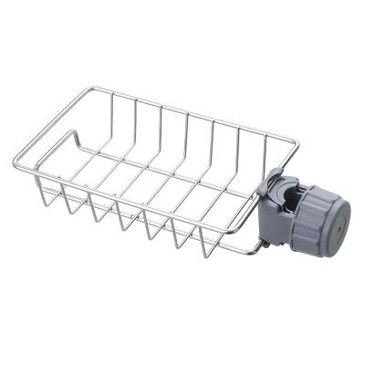 China Customizable Hot Sale Household Bathroom Kitchen Storage Rack Organizer Stainless Steel Sink Drain Faucet Sponge Holder Viable for sale