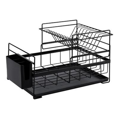 China Viable Multifunctional Cheap Kitchen Dish Drain Tableware Wire Iron Price Black Storage Rack Rack for sale