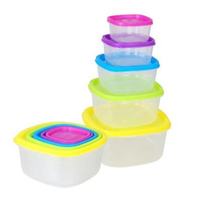 China Wholesale Bone15 5pcs Colorful Folding Food Storage Container Viable Plastic Stored Storage Box With Airtight Lids for sale