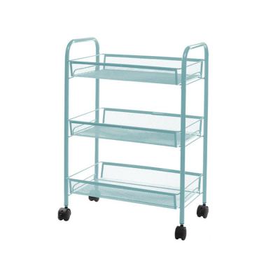 China Movable Sustainable 3 Layer Kitchen Organizers Standing Storage Shelf Rack With Wheels for sale