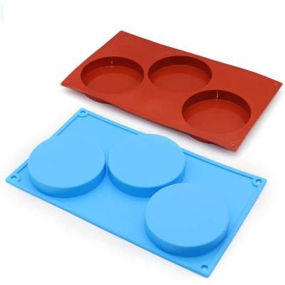 China Viable 3 Cavity Handmade Soap Making Molds Silicone Mold Flower Bee 3d Shape Silicone Baking Soap Mold Round Oval for sale