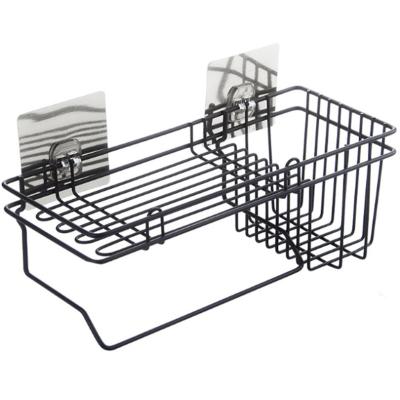 China Viable Kitchen Sink No Shelf Pool Sponge Rack Basket Punch Wall Mounted Bathroom Drain Storage Rack for sale