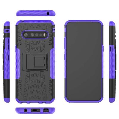 China Shockproof shine case for LG V60 phone case plastic tpu+hard armor 2 in 1 shock absorbing cover stand case for sale