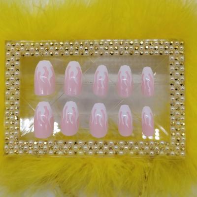 China Custom Design Press On Nails Cat Eye Long Round Nail Press On Nails Luxury False Nails for sale