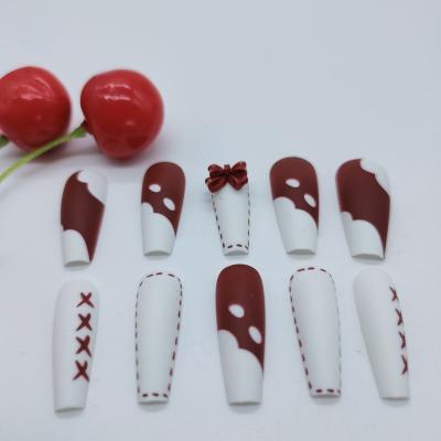 China Fale Nails Press Private Label Luxury Coffin Long Design Artificial Nails Press On Nails in Gift Box for sale