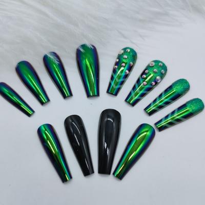 China 2022 Design 2022 Wholesale Handmade Fake Nails Salon Custom Made Coffin Colorfu Press On Nails for sale