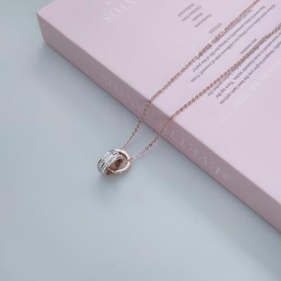 China CLASSIC Fashion Women Jewelry 18k Gold Plated Adjustable Stainless Steel Chain Necklace Diamond Pendant Necklace for sale