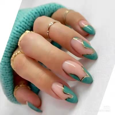 China Design Medium Length Almond Press On Nails With Designs Artificial ABS Nails For Nail Art Manicure Decoration for sale