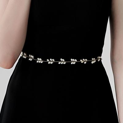 China Fashion Handmade Wedding Accessories Waist Belt Ladies Beads Bridal Waist Belts Wholesale Trendy Handcraft Chain Belts for sale