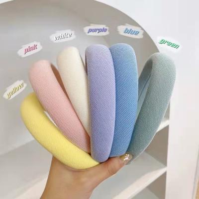 China Candy Solid Color Antiperspirant Soft And Beautiful Hair Circle Shows Slender Sponge Head Circle Headband Youthful Temperament for sale