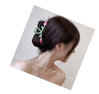 China Soft High Quality Female Back Head Large Female Hairpin Tulip Grab Clip Hair Shark Clip Metal Hairpin for sale